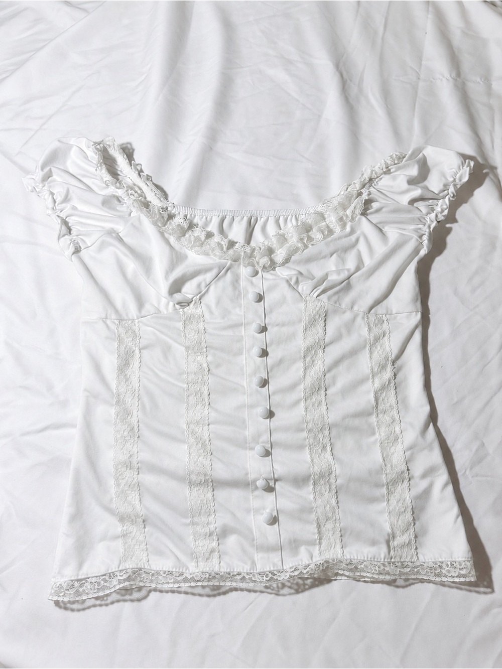 off the shoulder flowy white shirt